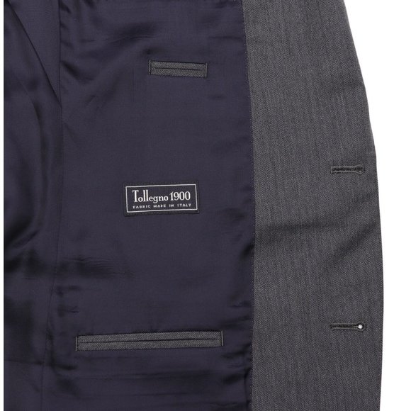 J Crew Ludlow Tollegno 1900 Wool Suit 40L Gray Herringbone 35 X 33 Flat Front - Picture 10 of 14